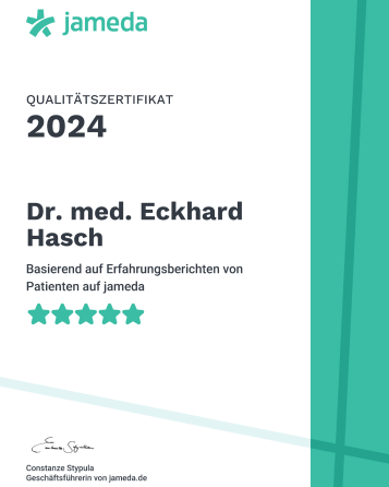 Jameda Zertifikat 2024 für Dr. Hasch